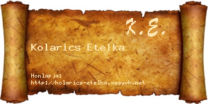 Kolarics Etelka névjegykártya