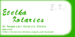 etelka kolarics business card